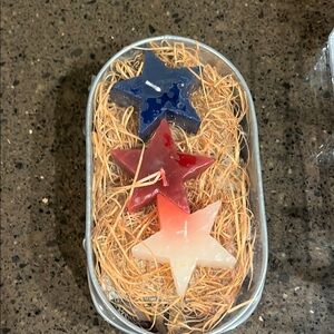 Star-Shaped Candle Set in Red, Blue, and White
